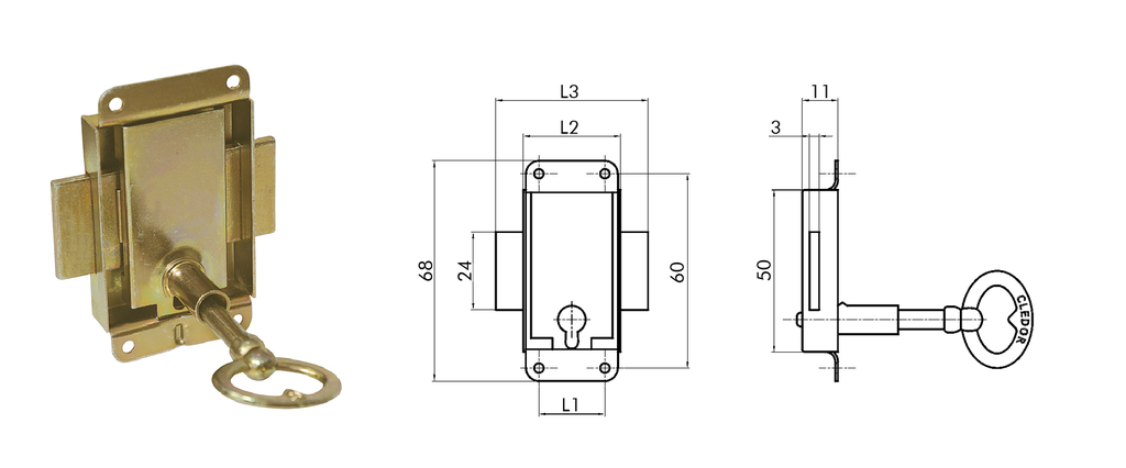 SERRURE MEUBLE CLE LONG CLEDOR PM | Faidbrico